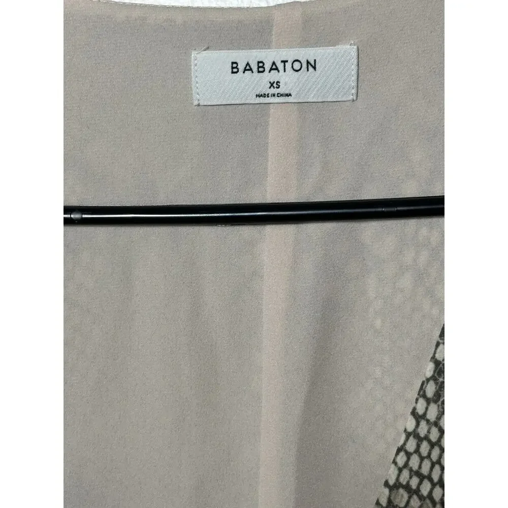 Aritzia Babaton Cream Gray Wallace Snake Print True Wrap Dress Short Sleeve XS - Picture 6 of 15